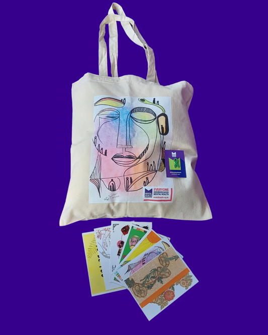 Postcards, Tote bag and Pin Badge bundle