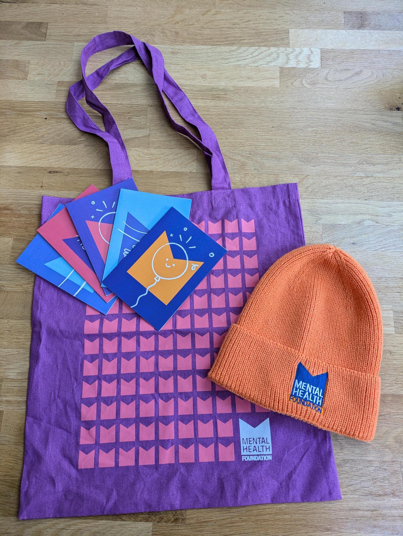 Beanie hat, tote bag and greeting cards bundle